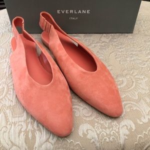 NWT - Everlane V Suede Slingback Flats